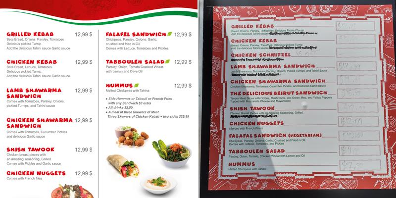 Taste of Lebanon Menu
