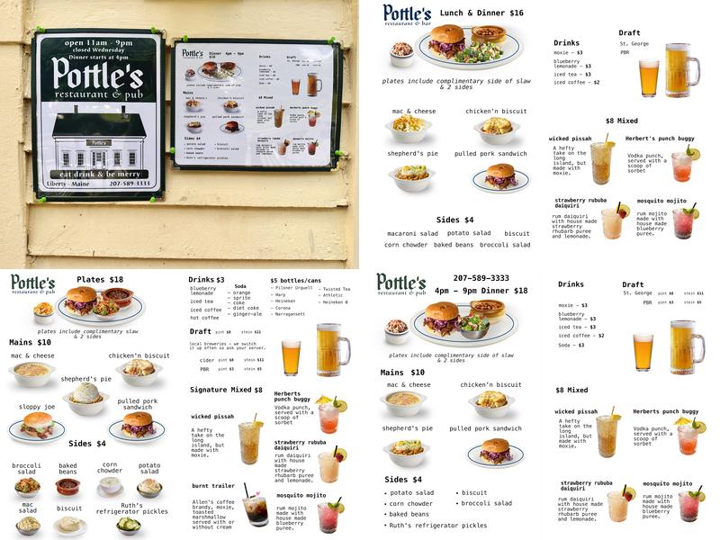 Pottle’s restaurant & Pub Menu