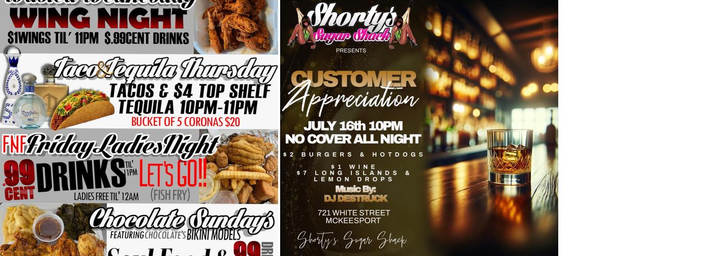 Shorty's Sugar Shack Menu