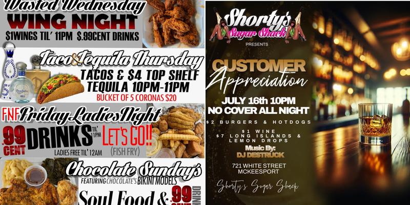 Shorty's Sugar Shack Menu