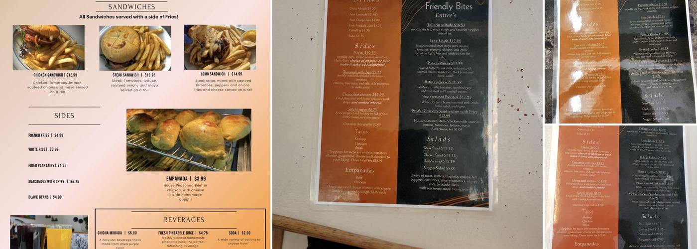 Friendly bites Menu