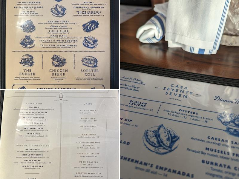 Casa Seventy Seven Menu