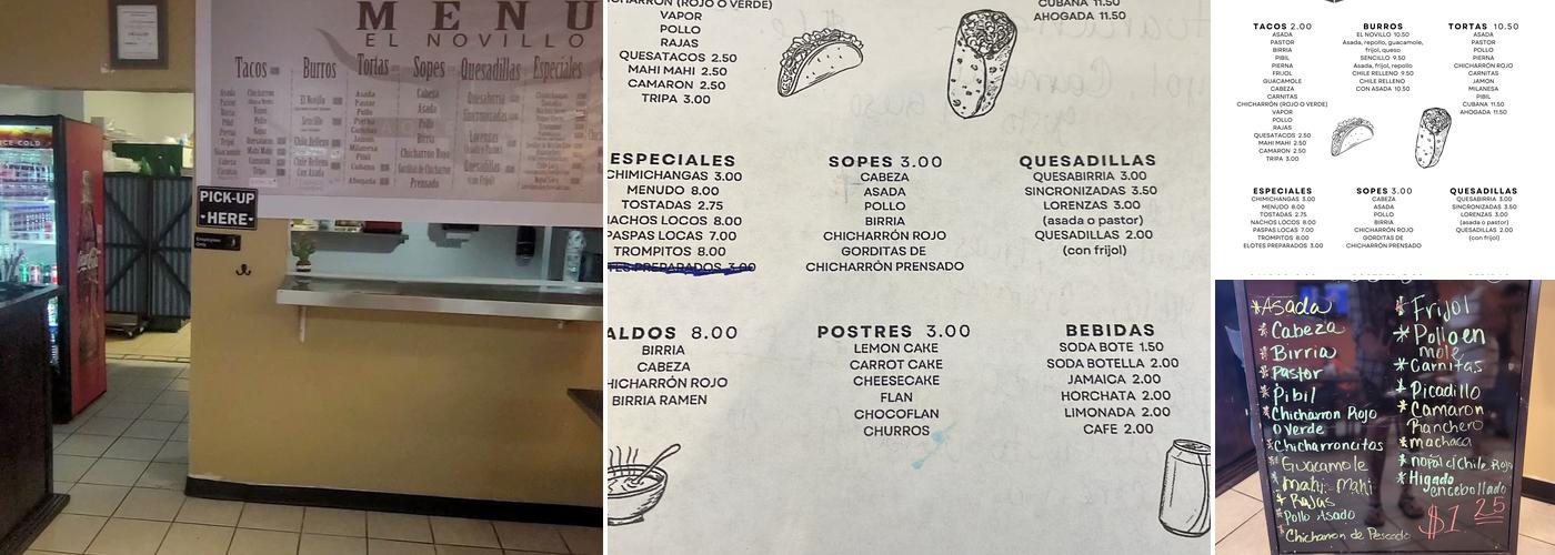El Novillo Taqueria Menu