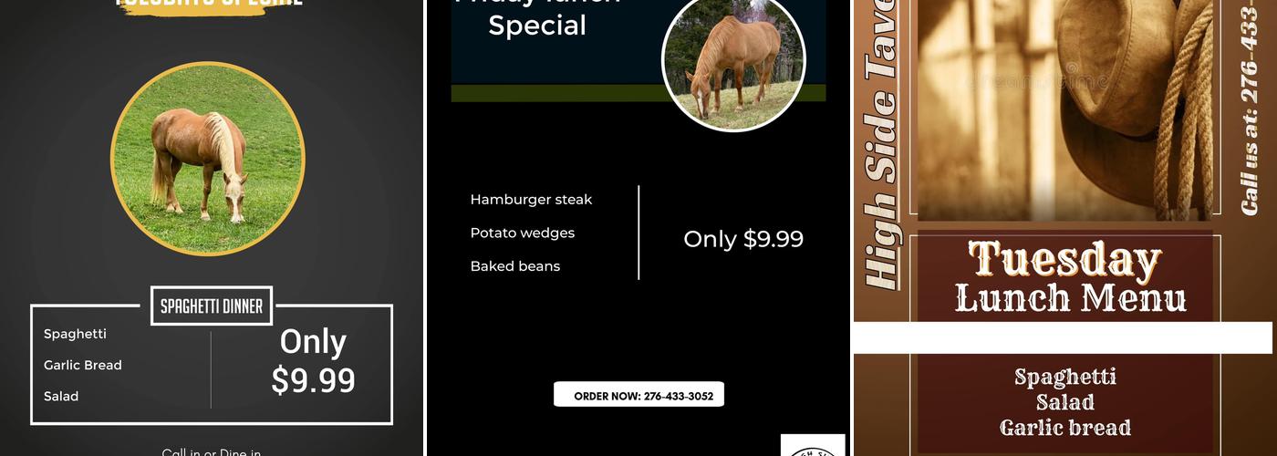 High Side Tavern Menu