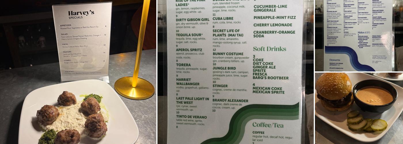 Harvey's Menu