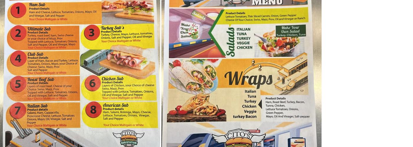 Cito's Sub Station Menu