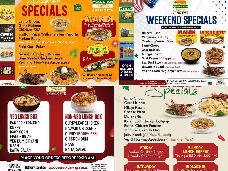 Nawabi Hyderabad House Charlotte Menu