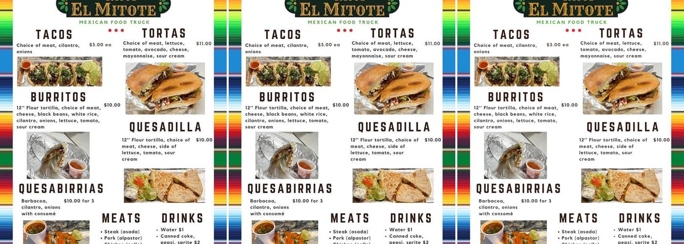 Tacos El Mitote Menu