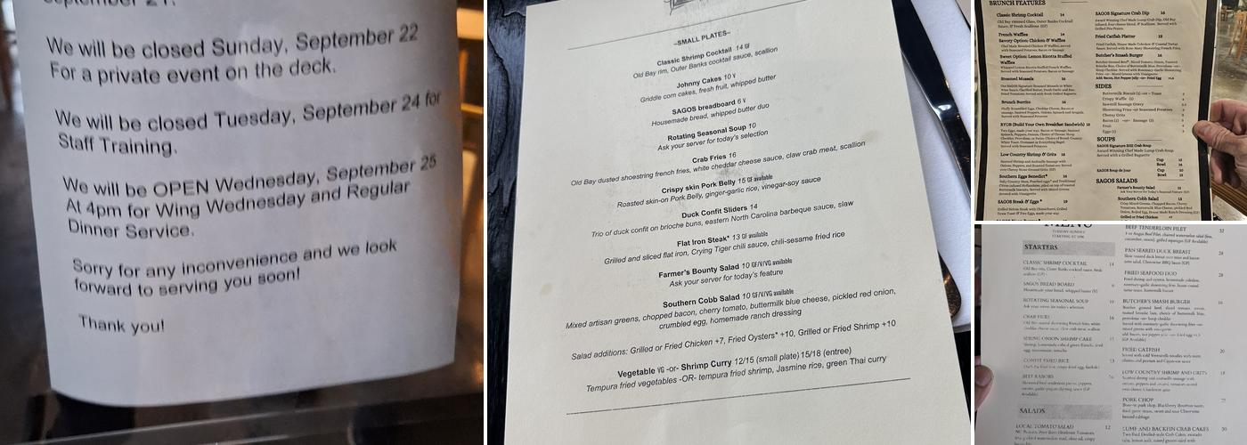 Sagos on the river Menu