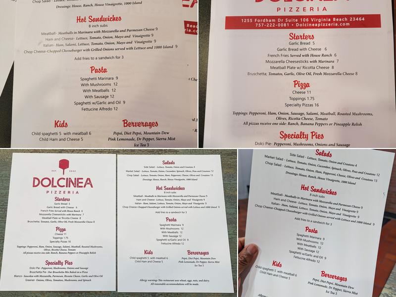 Dolcinea Menu