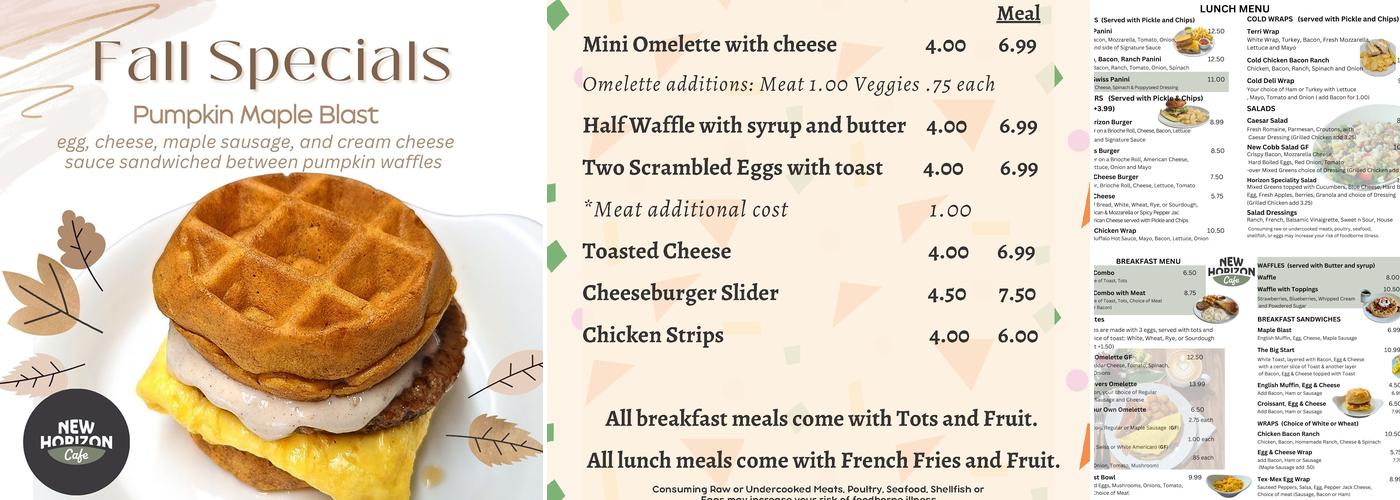 New Horizon Cafe Menu