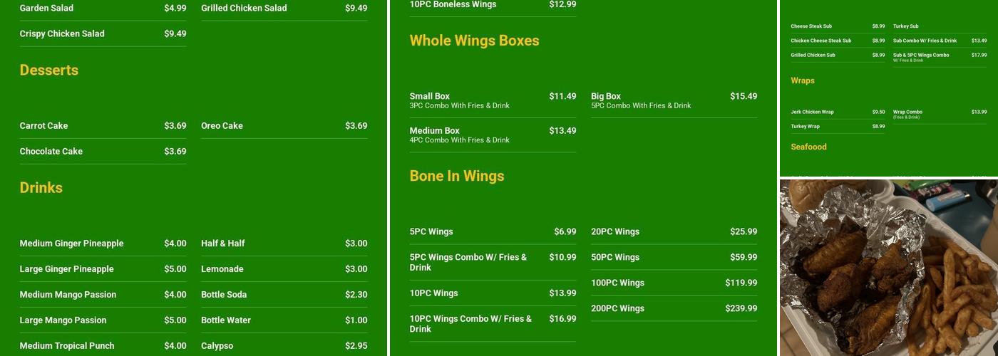 Wing Paradise Menu