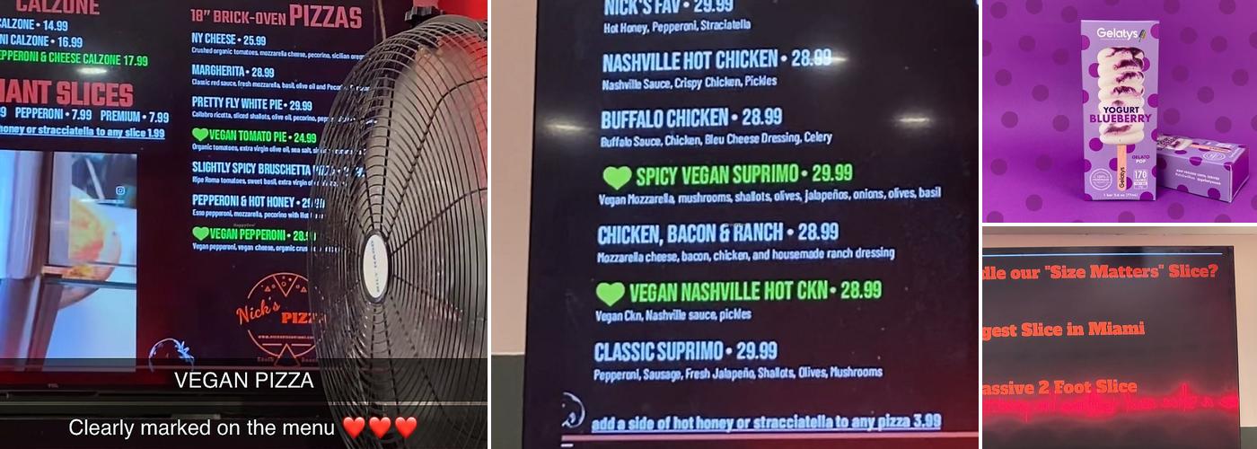 Nick's Pizza South Beach Menu