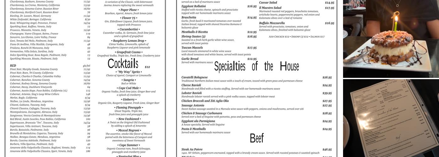 Ristorante Avellino Menu