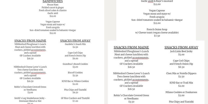 The Pint and Pawn Menu