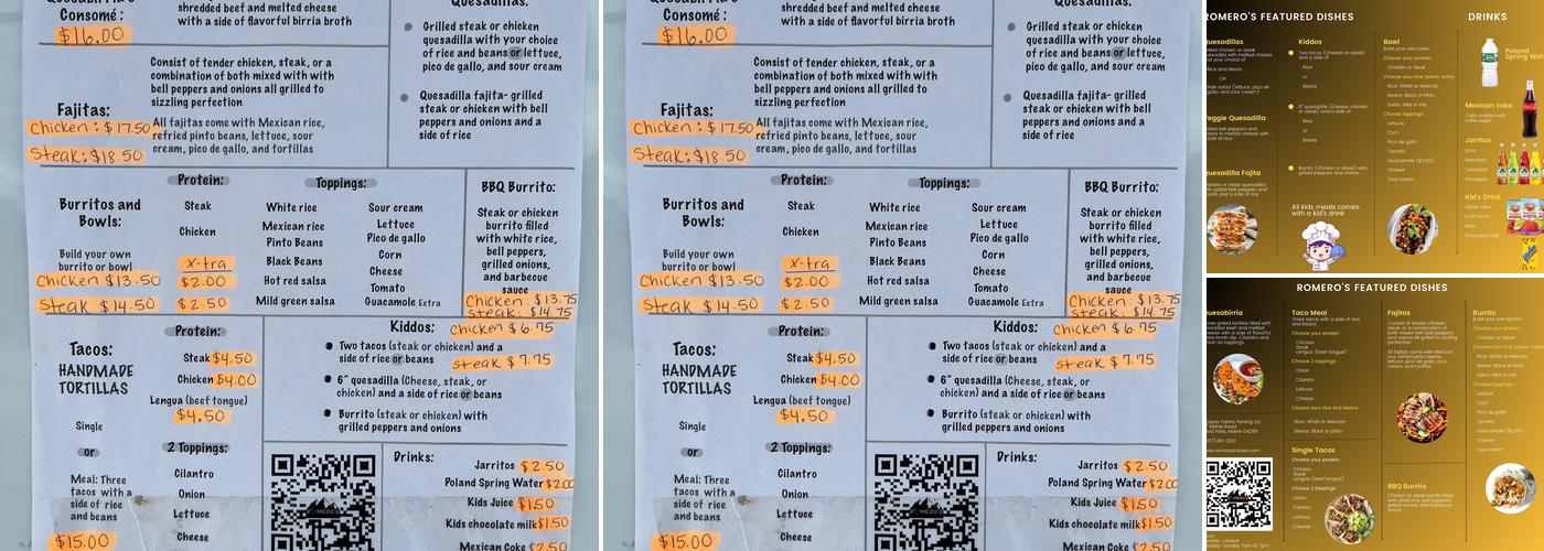 Romero's Menu