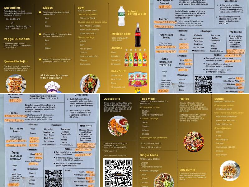 Romero's Menu