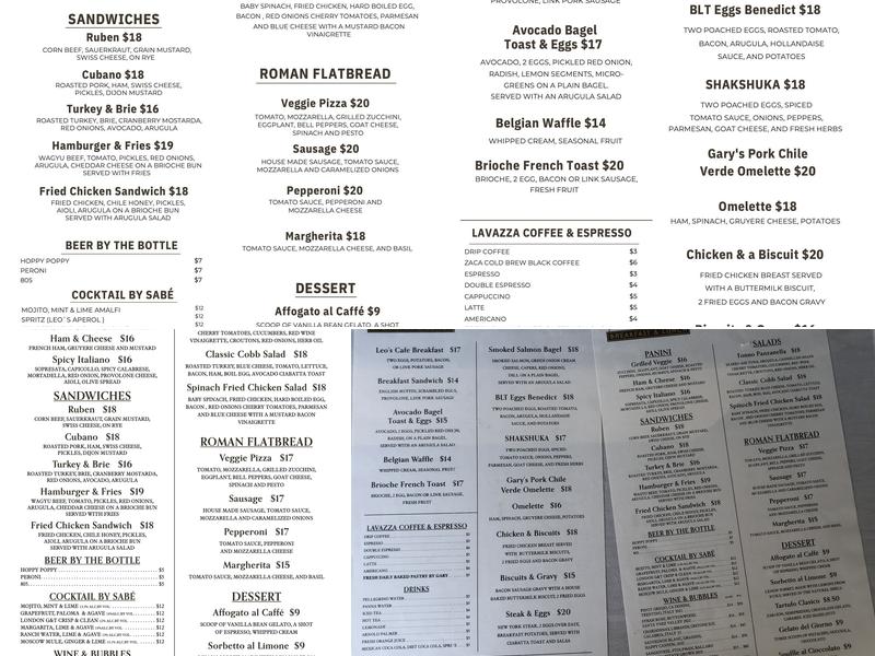 Leo's Cafe Menu