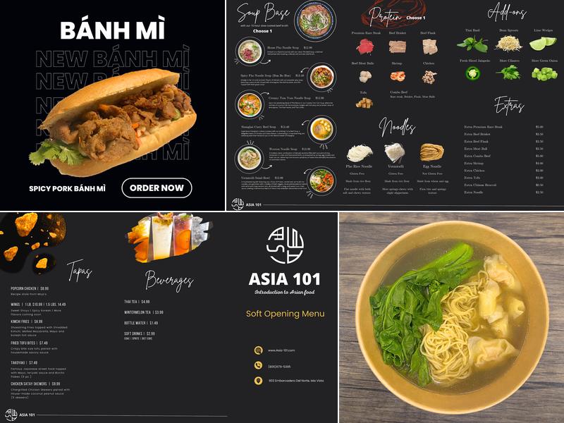 ASIA 101 Menu