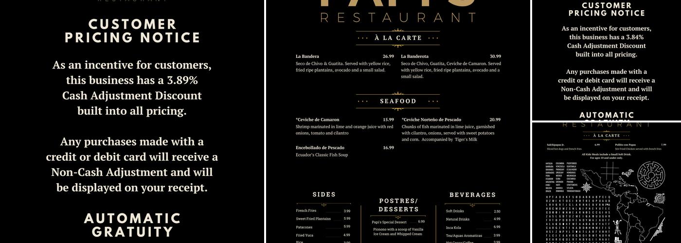 Papi's Restaurant Menu