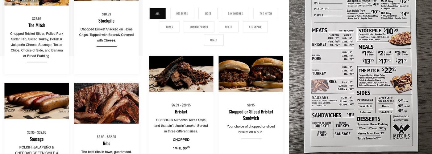 Mitch's Texas Style BBQ Menu