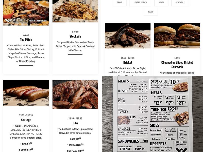 Mitch's Texas Style BBQ Menu