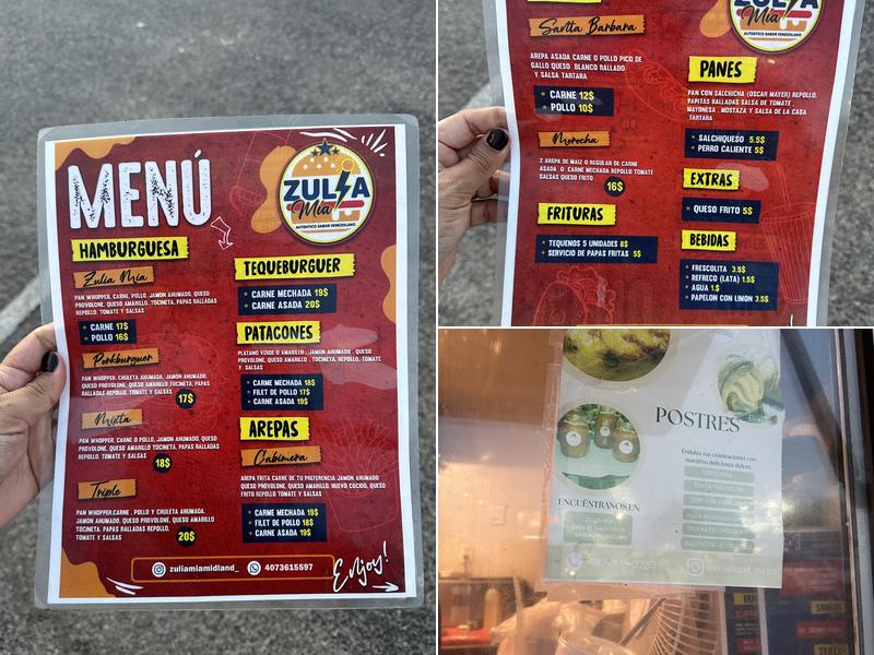 Zulia Mía Fast Food LLC Menu