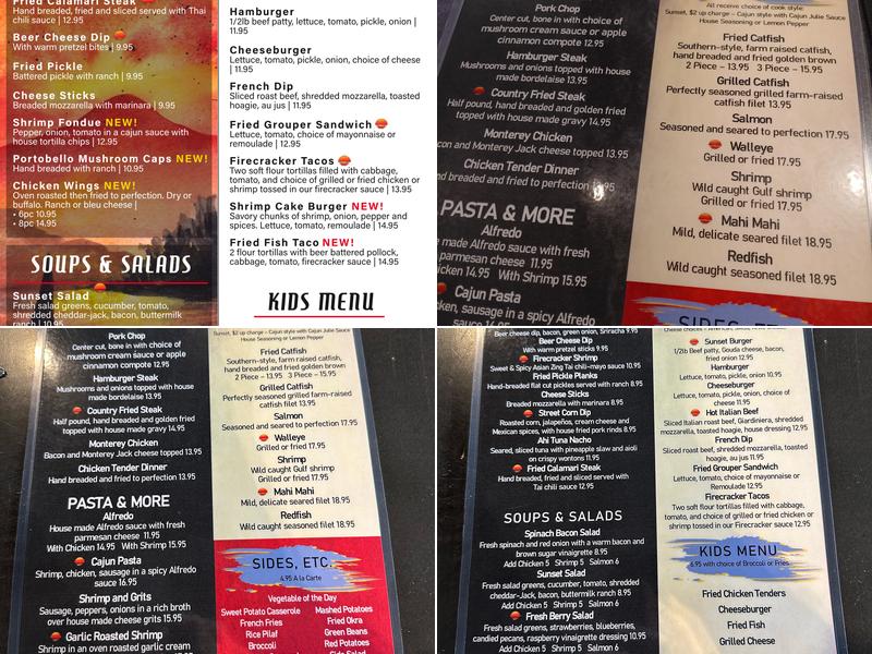 Sunset Grill Menu