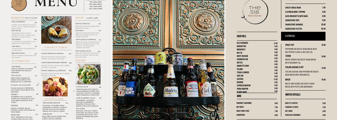 The 518 Provisions Menu