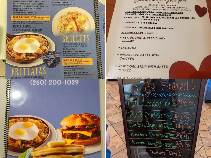 Blue Sky Pancake House Menu