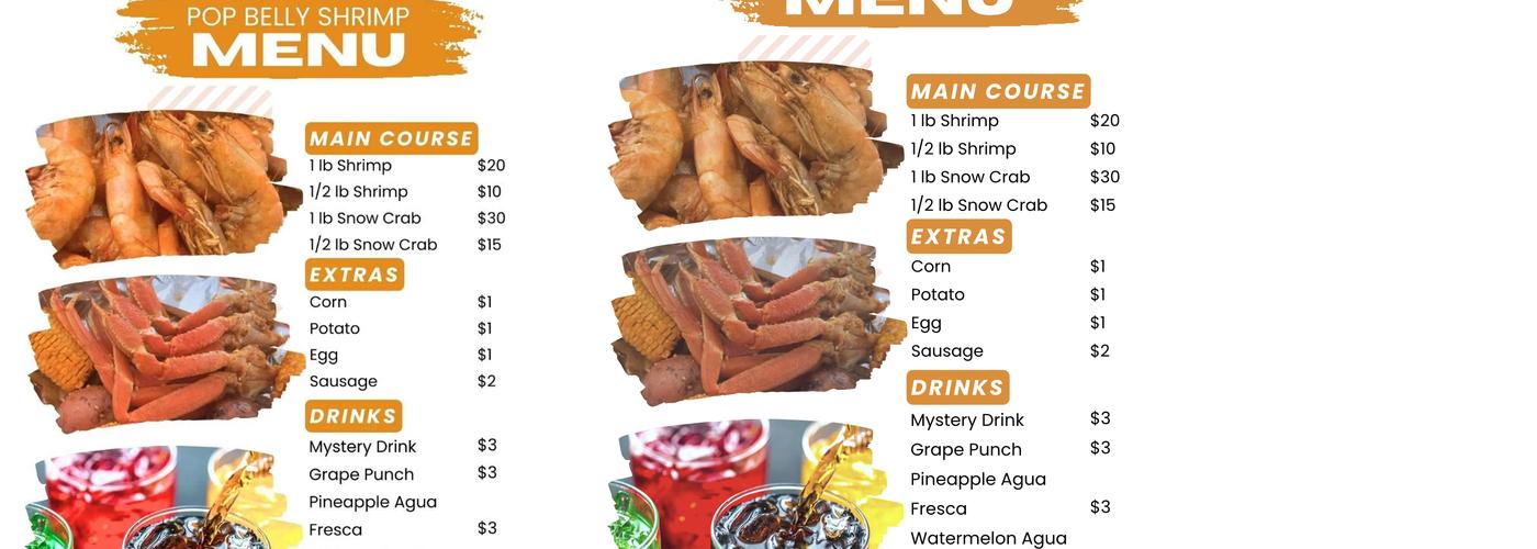 Pop Belly Shrimp Menu