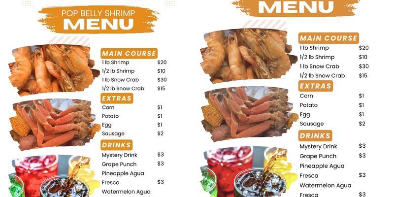 Pop Belly Shrimp Menu