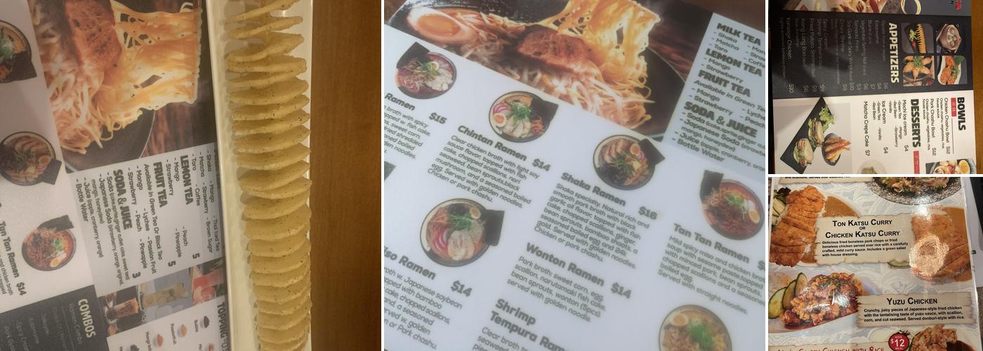 Shaka Ramen Menu