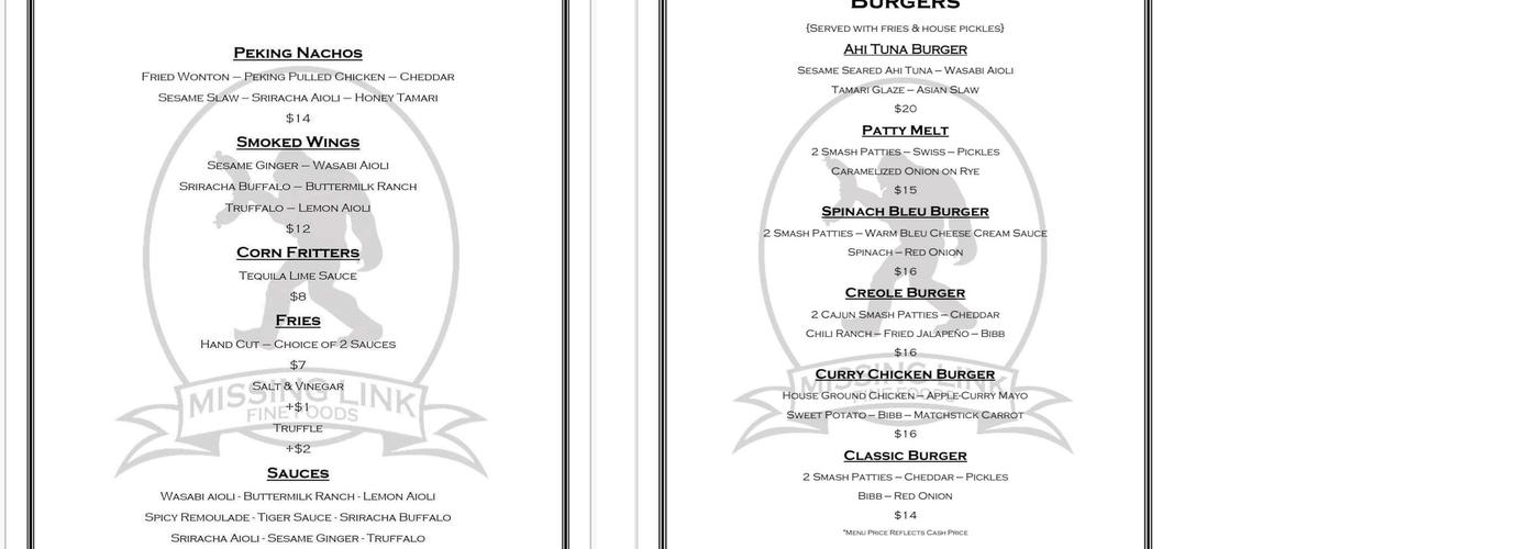 Missing Link Fine Foods Menu