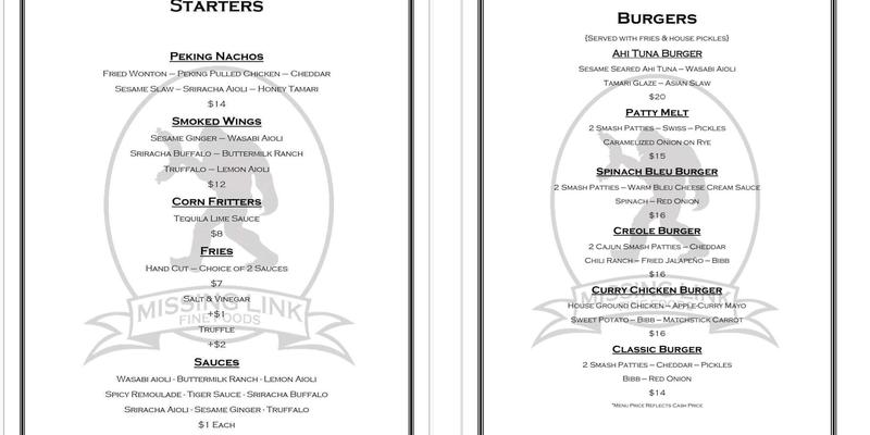 Missing Link Fine Foods Menu