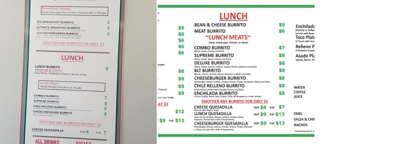 Burrito Express Menu