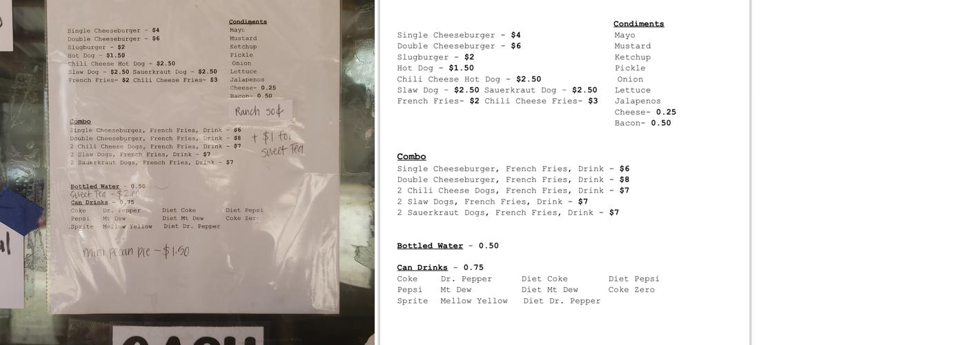 Dave's Burger Barn Menu
