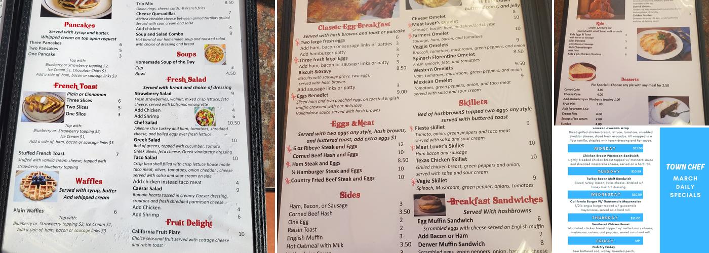 Town Chef Menu