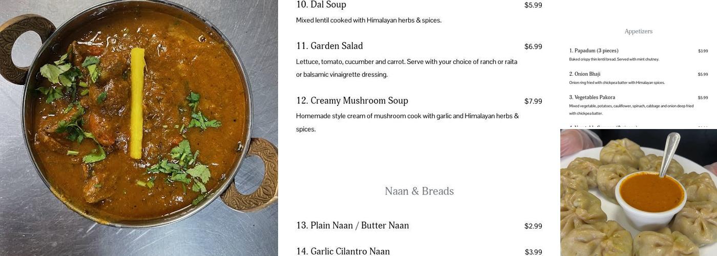 Himalayan Bistro Oceanside Menu