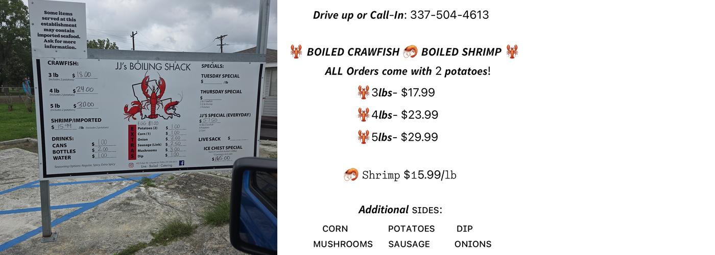 JJ's Boiling Shack Menu