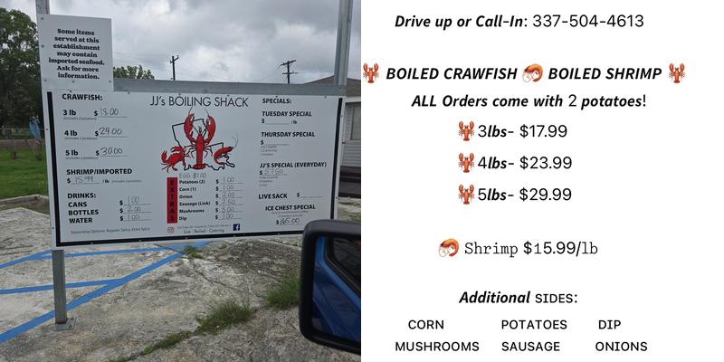 JJ's Boiling Shack Menu