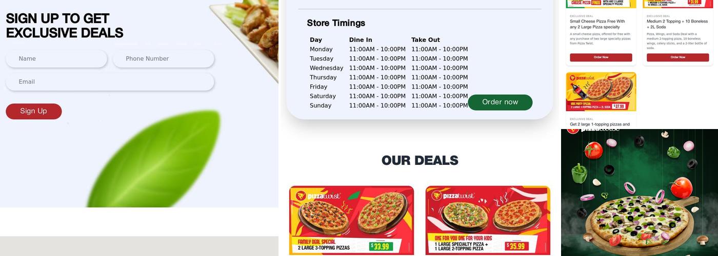 Pizza Twist Menu