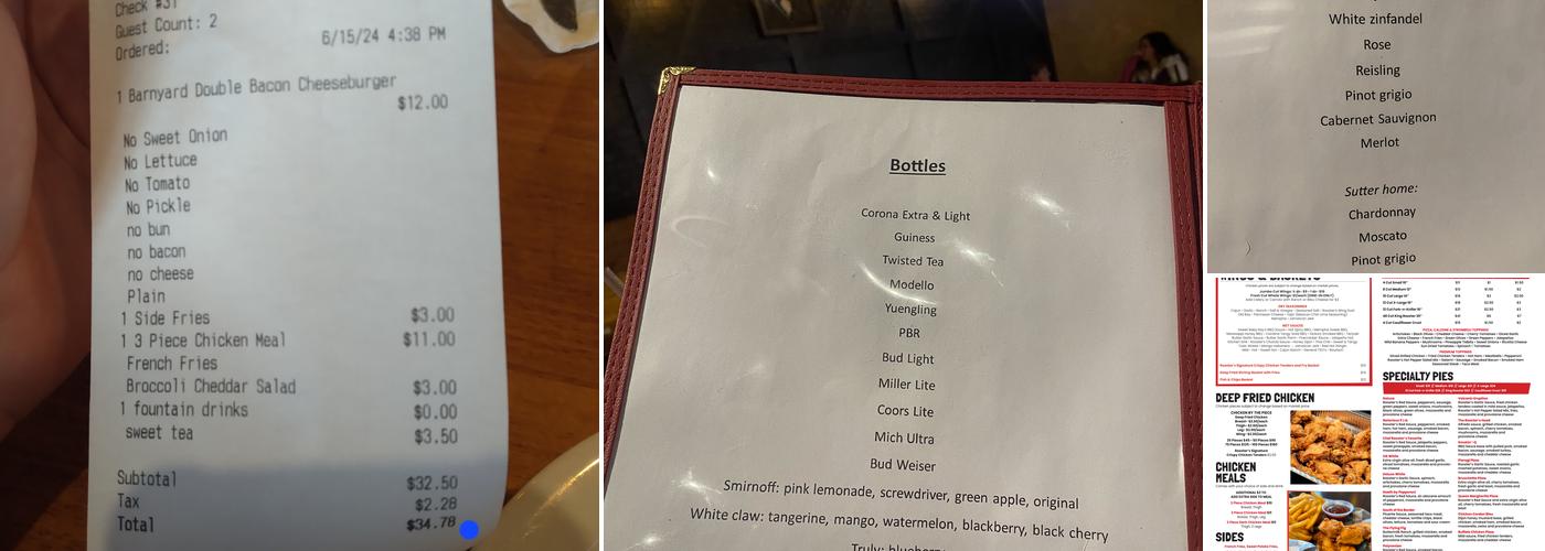 Roosters Roost Morgantown Menu