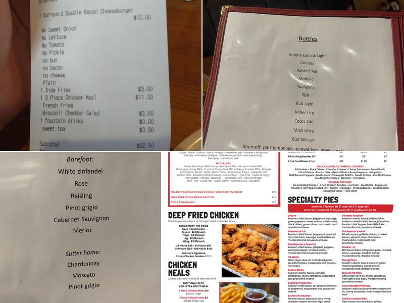 Roosters Roost Morgantown Menu