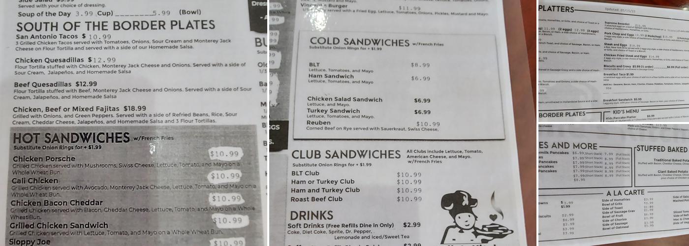 Belle’s kitchen #2 Menu