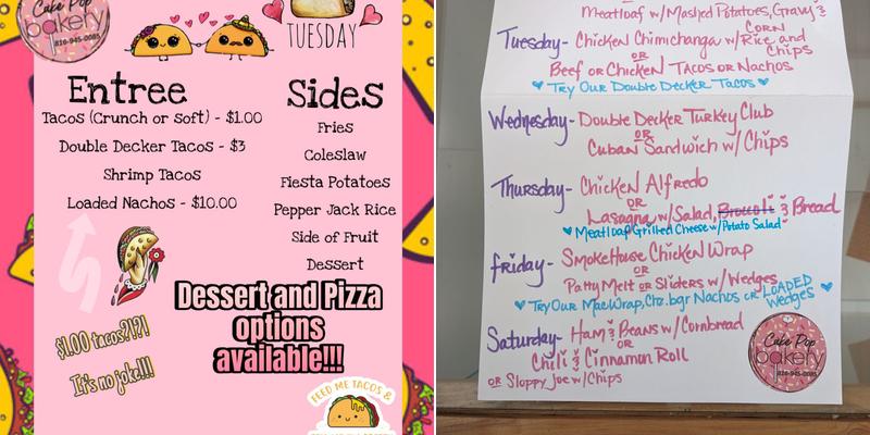 Cake Pop Bakery Menu