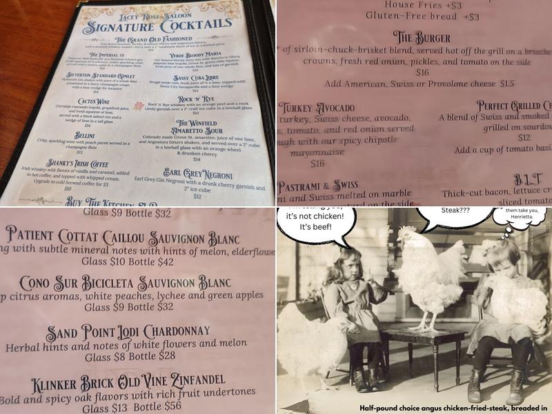 Lacey Rose Saloon Menu