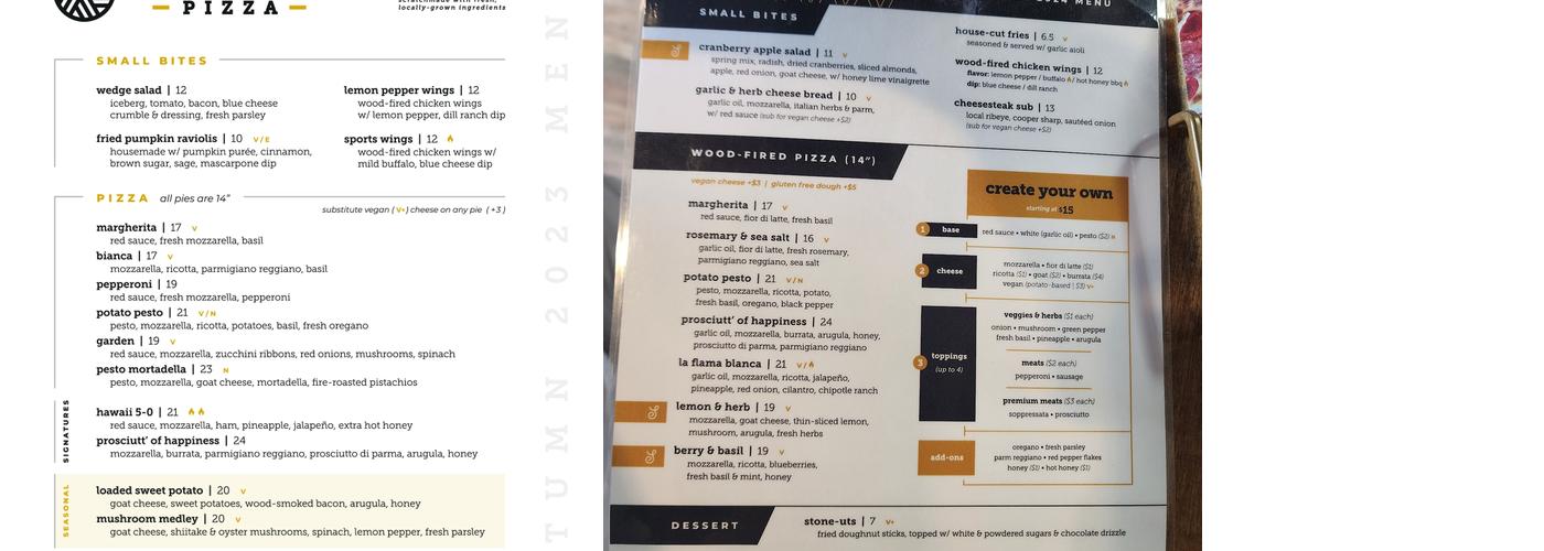 Stone Mill Pizza Menu