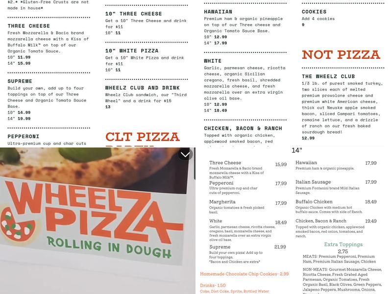 Wheelz Pizza Menu