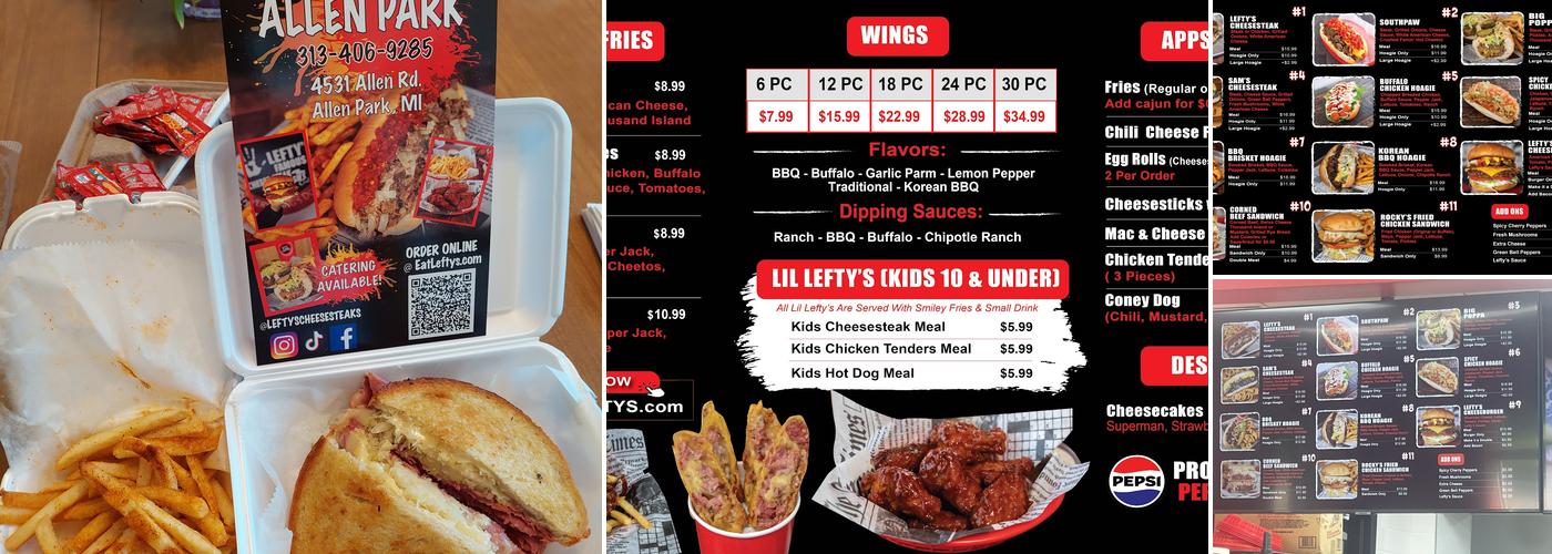 Lefty's Cheesesteaks, Burgers, & Wings Menu